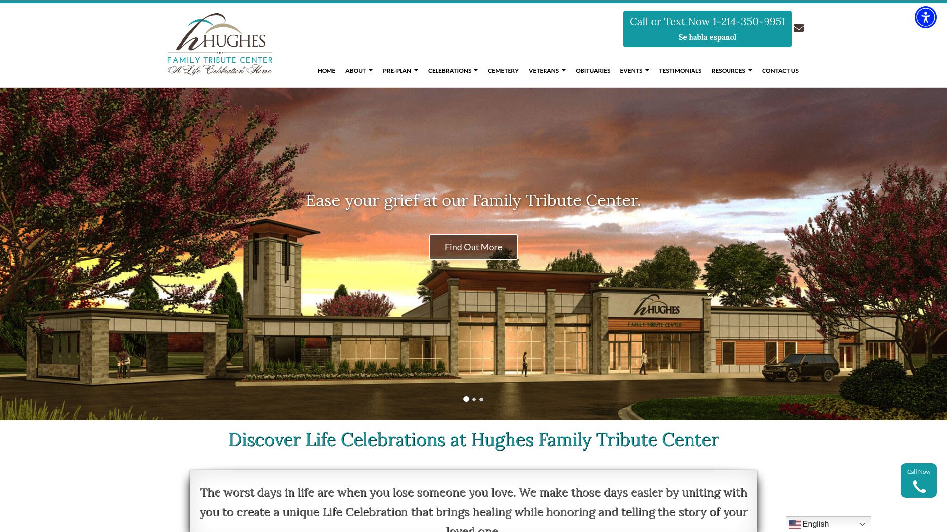 Screenshot of hughesfamilytributecenter.com