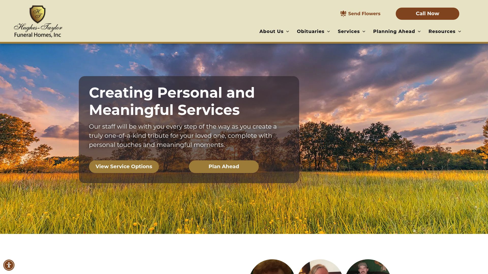 Hughes-Taylor funeral home website homepage