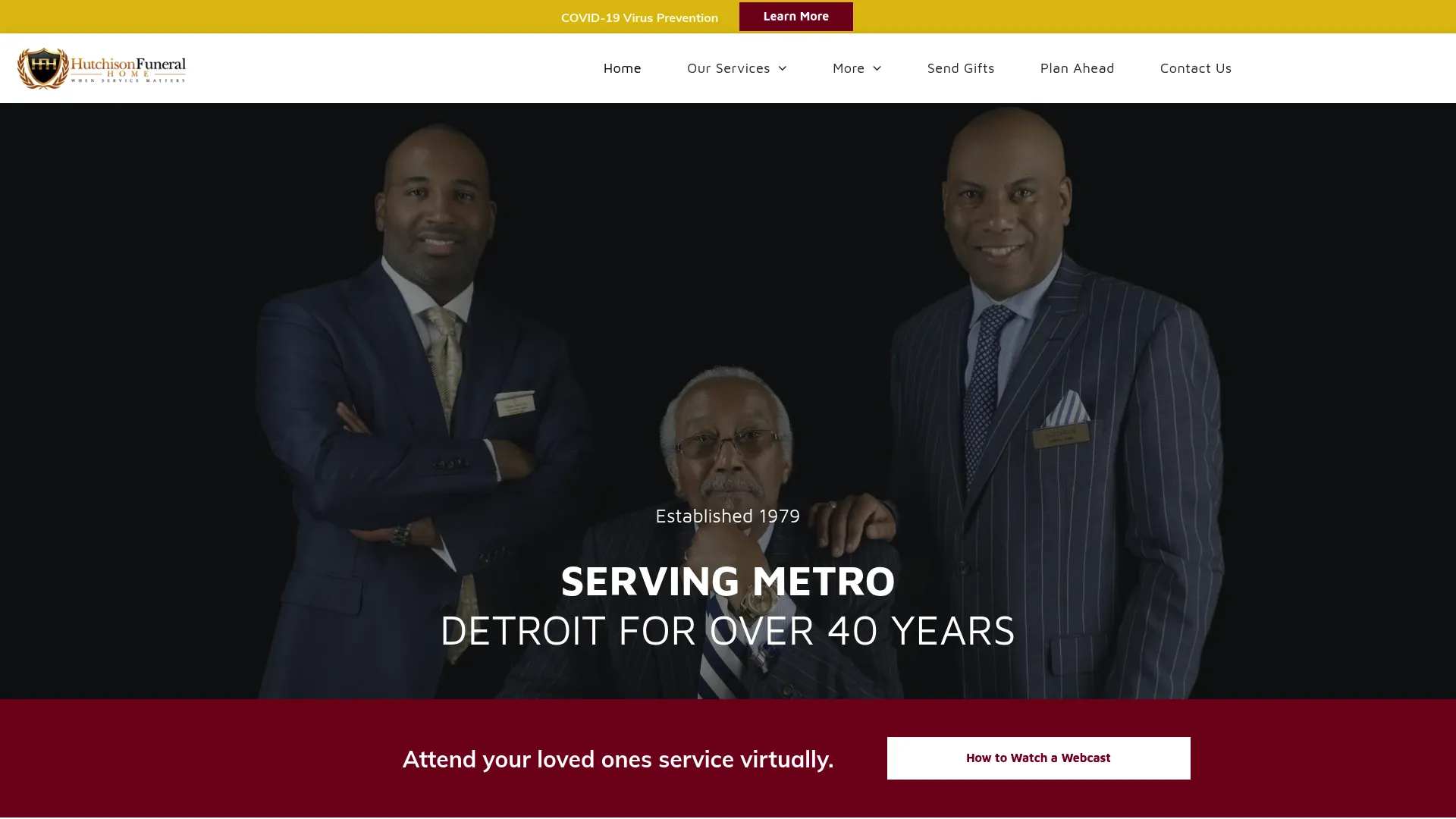 Hutchison Funeral Home website homepage