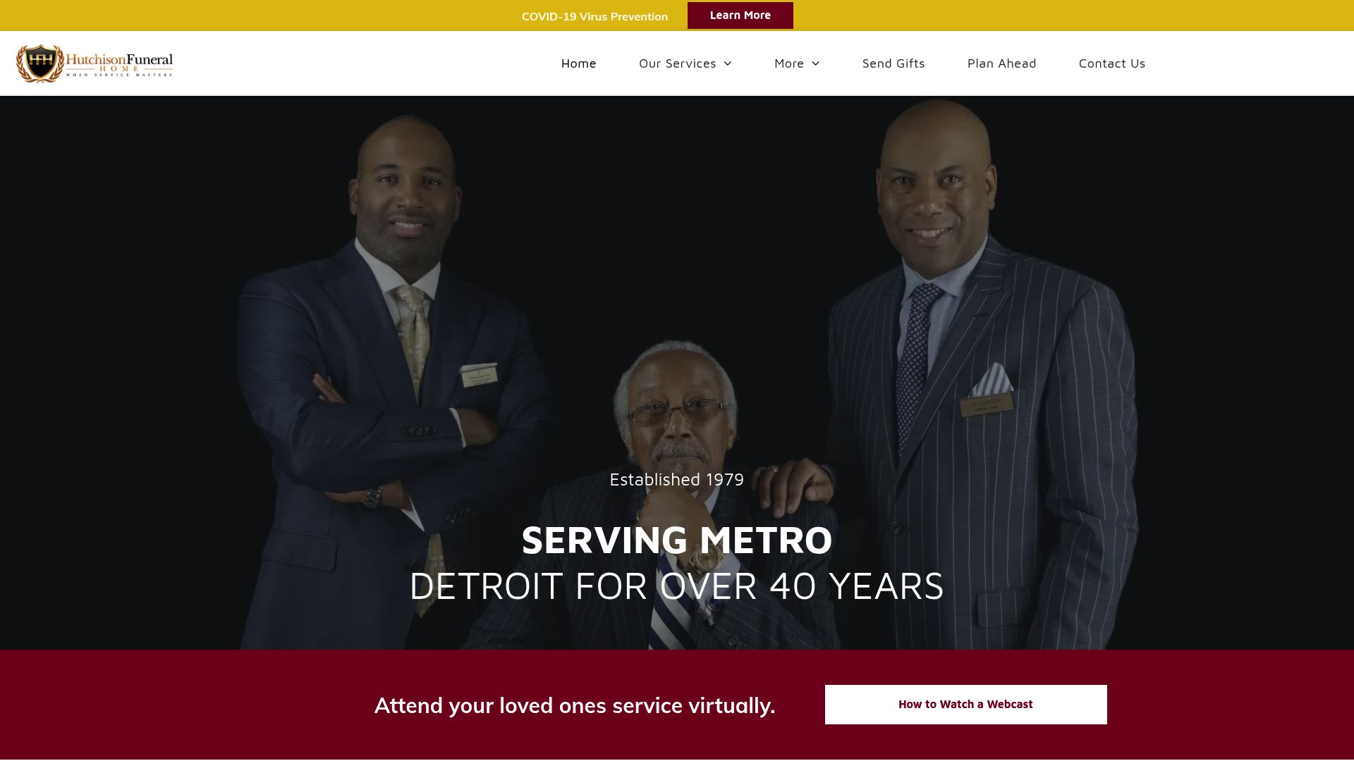 Hutchison Funeral Home website homepage