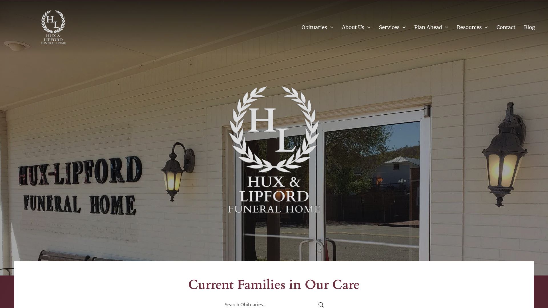 Huxlipford Funeral Home website homepage