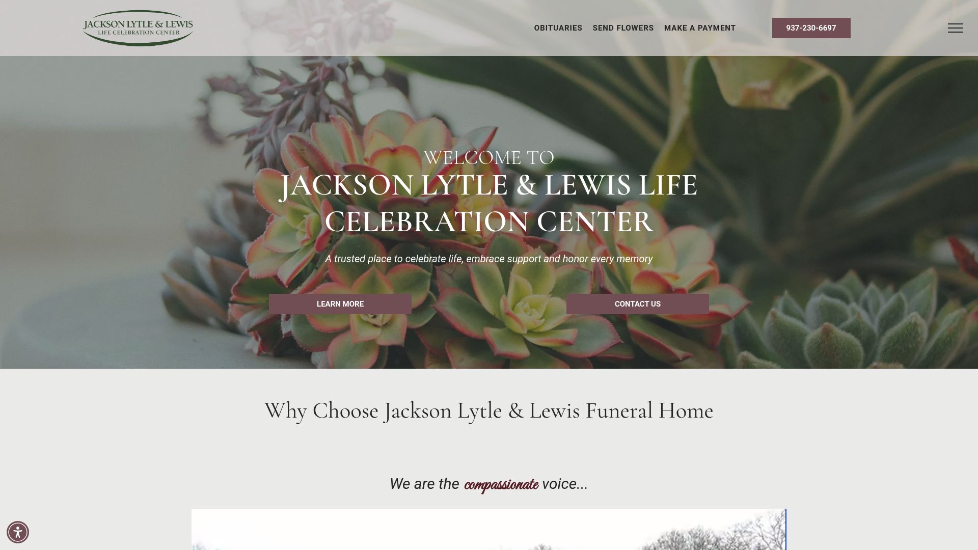 Jackson Lytle & Lewis Funeral Home website homepage