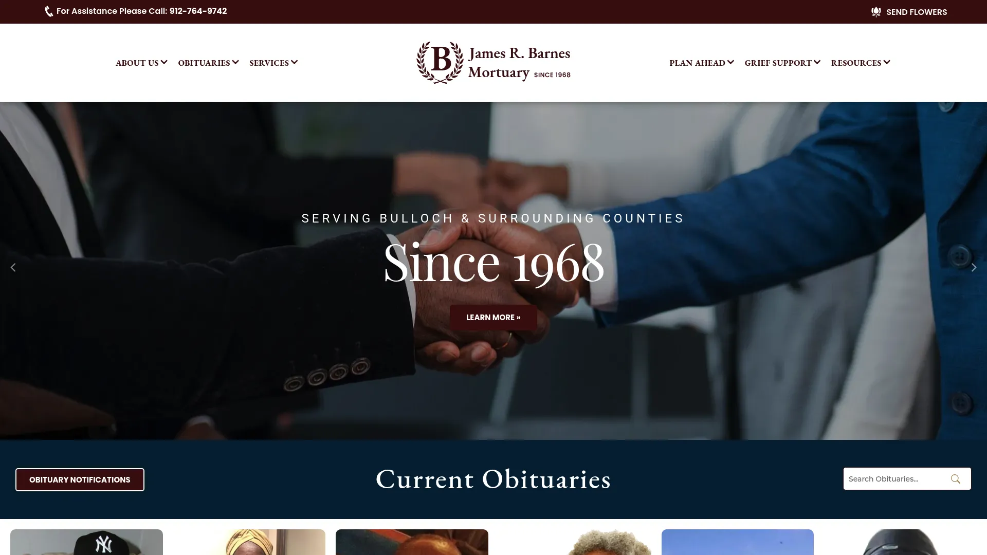 James R. Barnes Mortuary website screenshot