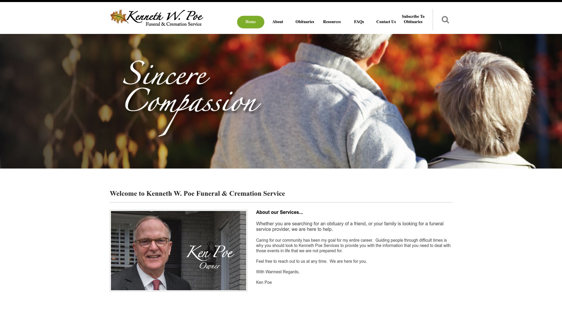 Kenneth W. Poe Funeral & Cremation Service website