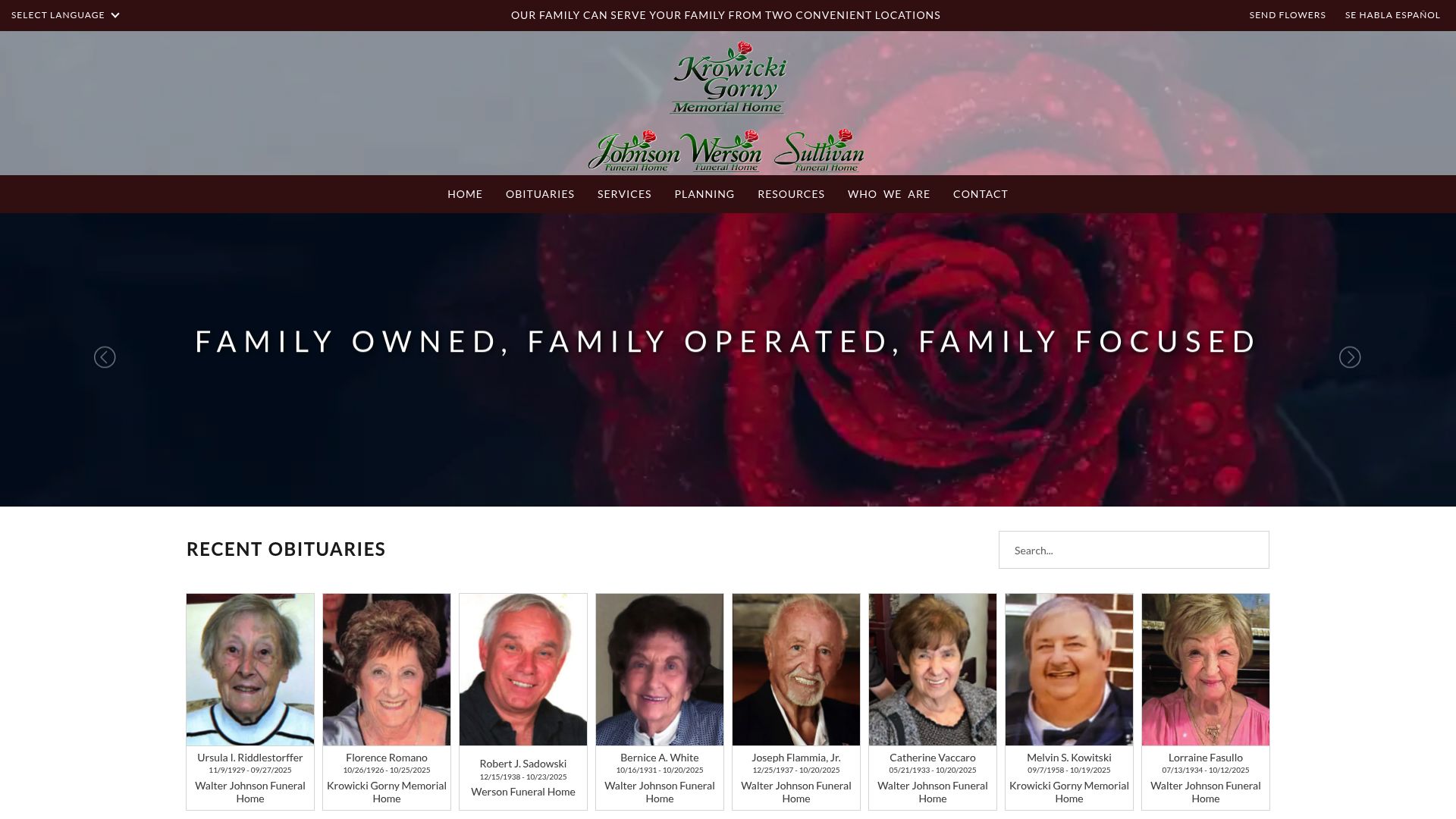 Lehrer-Gibilisco Funeral Home website homepage