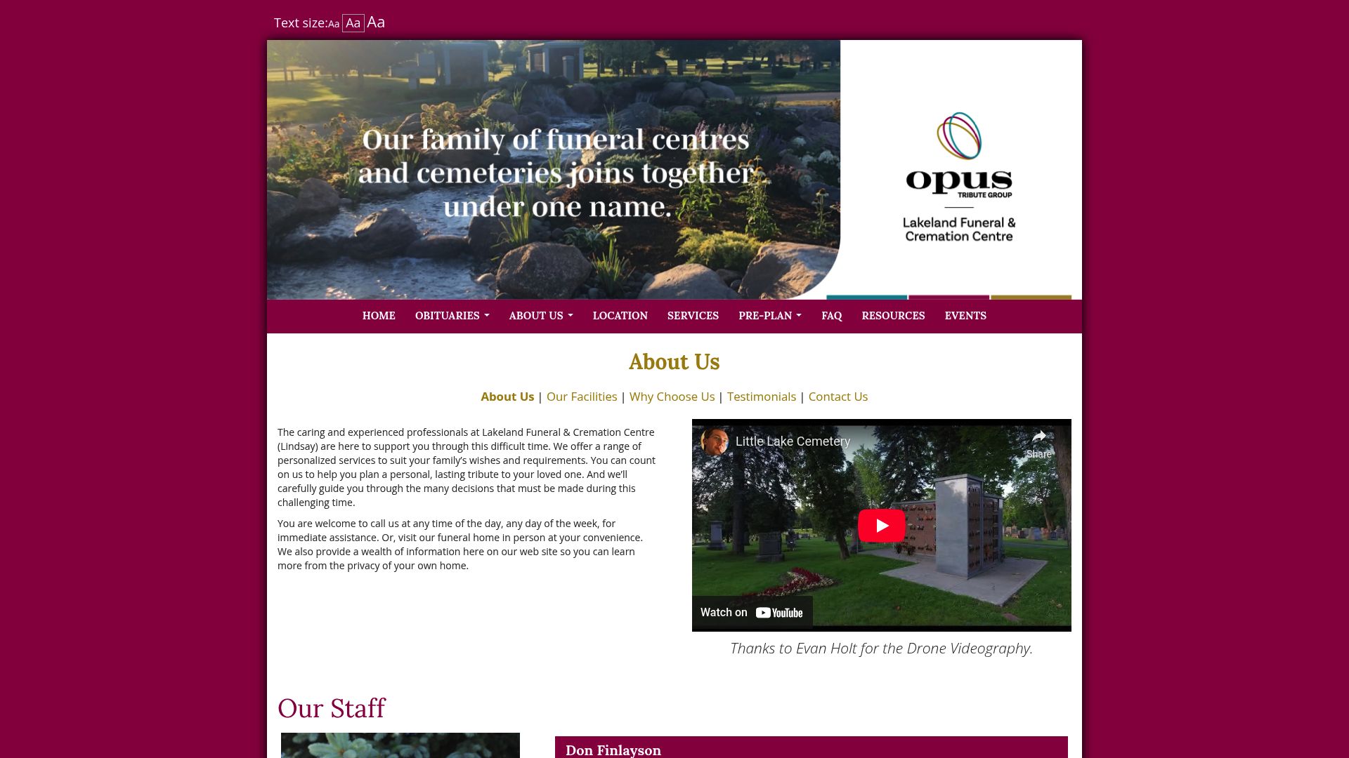 Lakeland Funeral Centre about us page