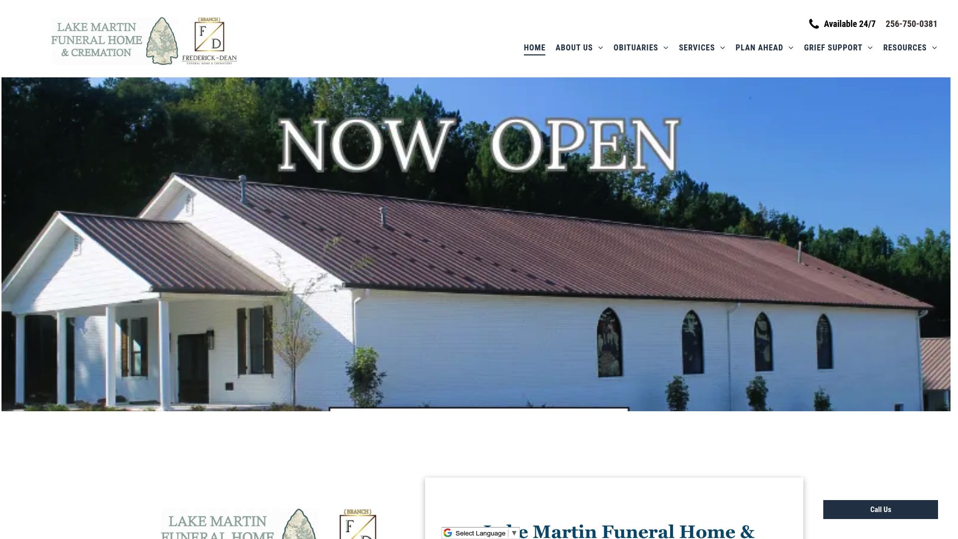 Lake Martin Funeral Home website screenshot