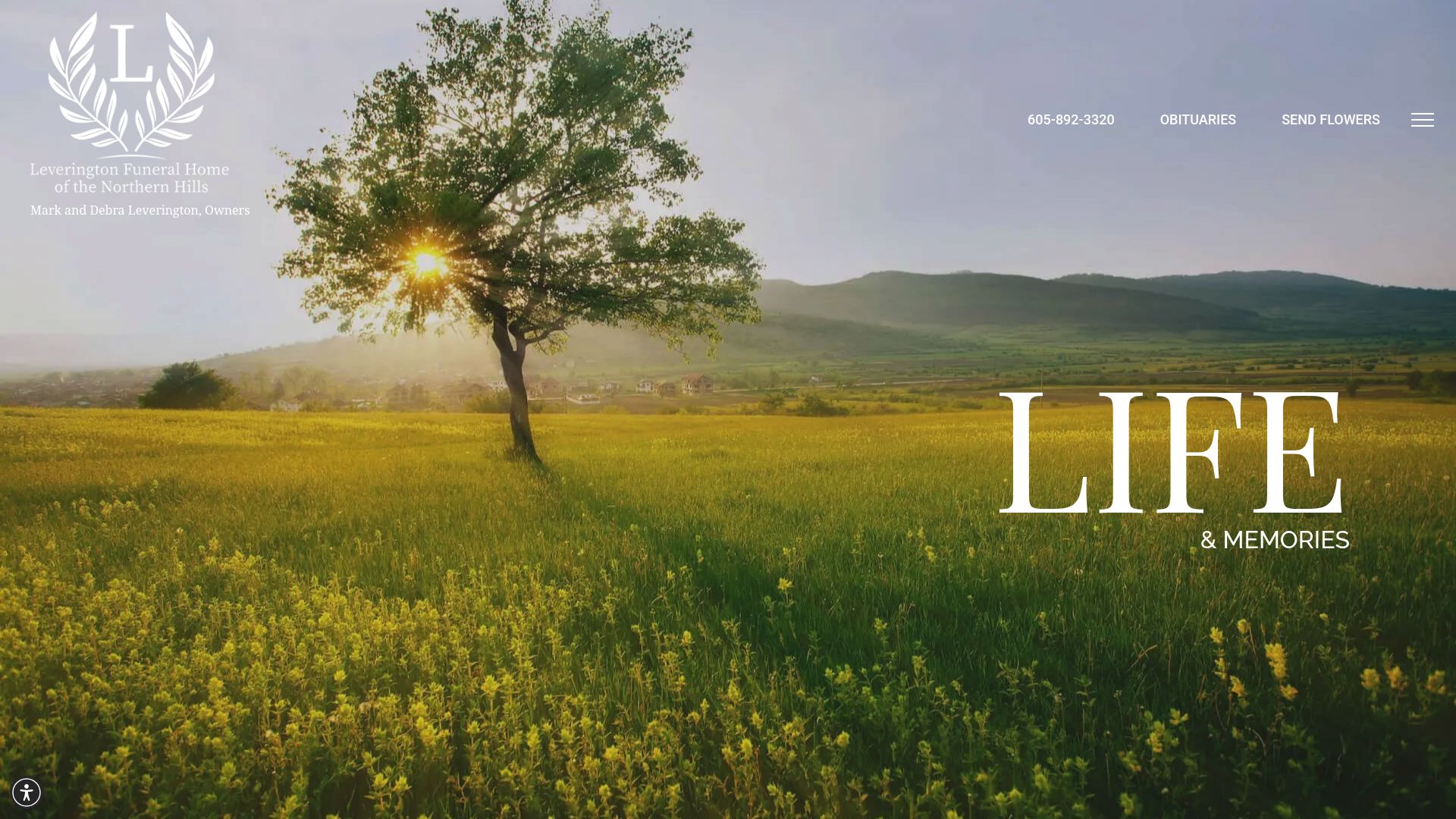 Leverington Funeral Home website homepage
