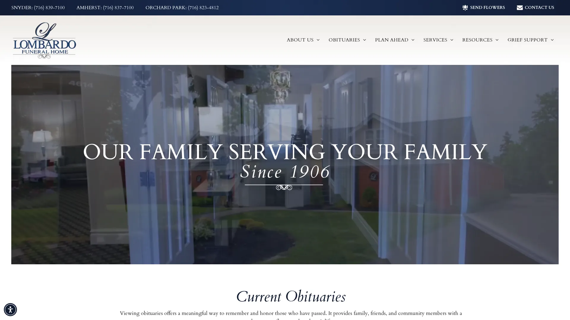 Lombardo Funeral Home website screenshot
