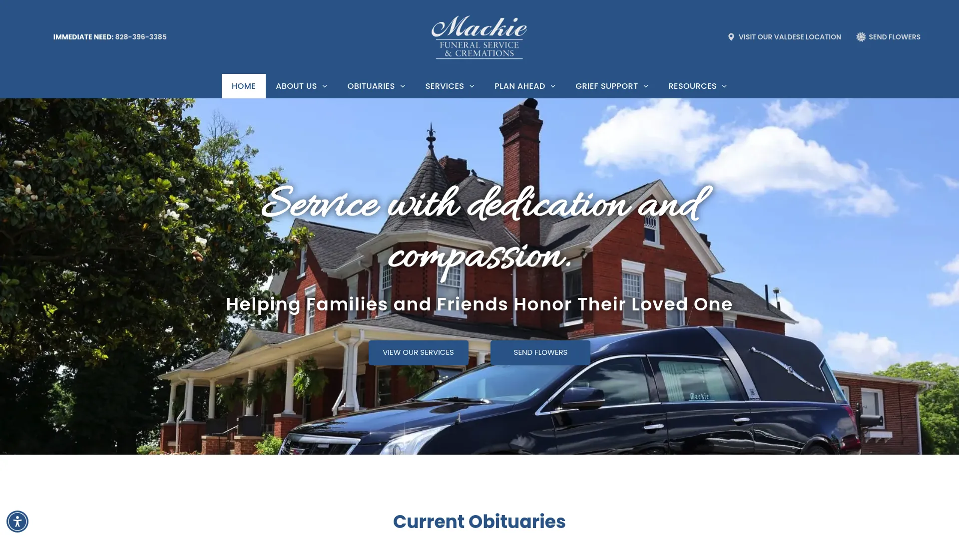 Mackie Funeral Home website screenshot