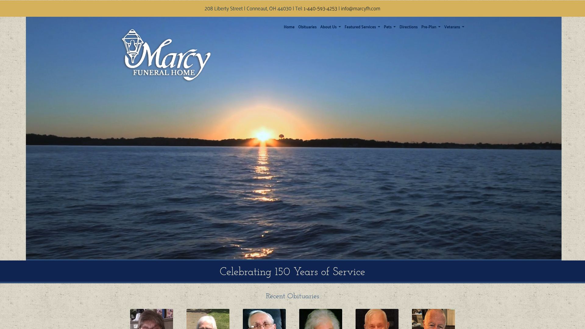 Marcy Funeral Home website homepage