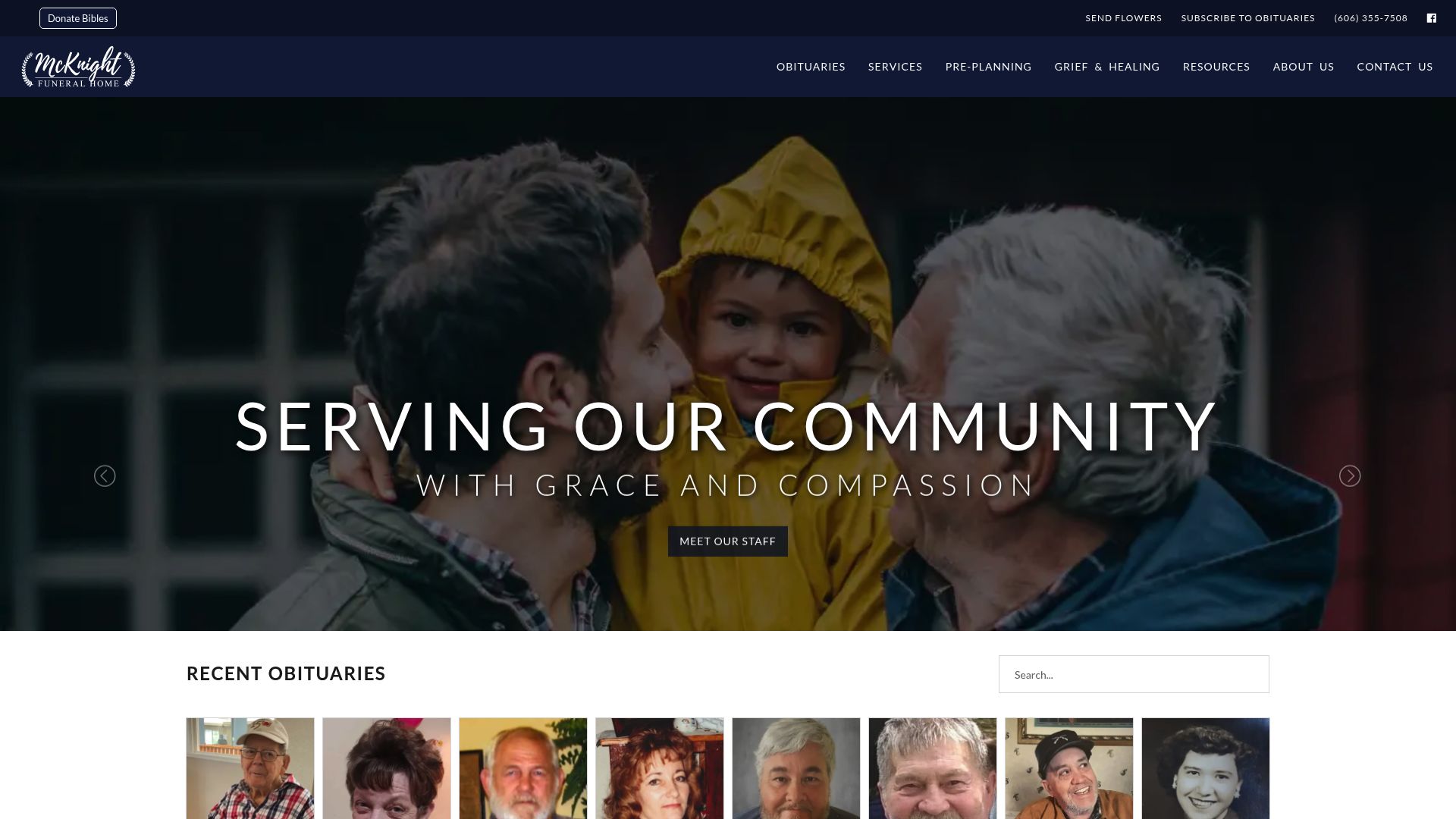 McKnight Funeral Home website homepage