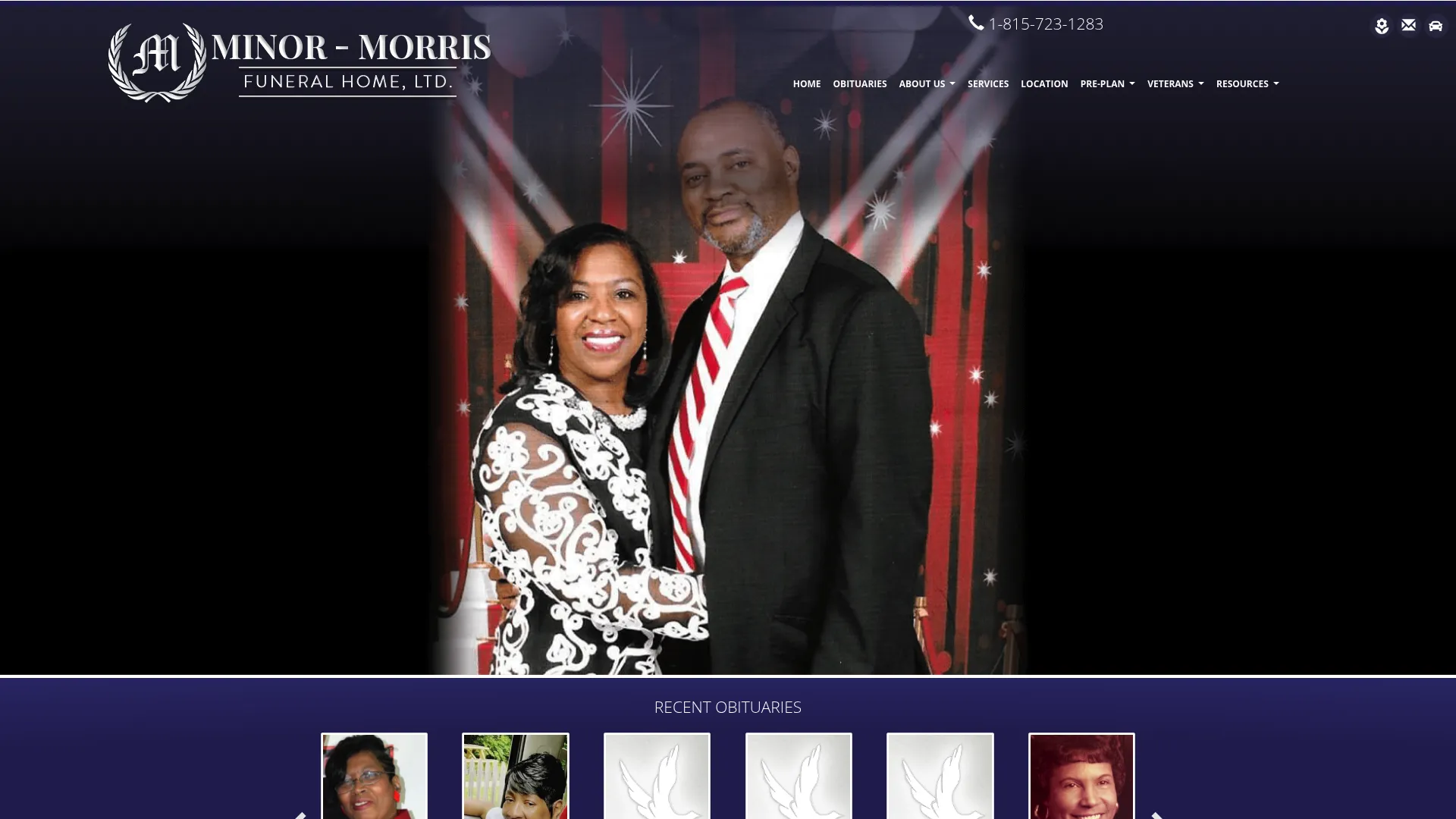 Minor Morris Funeral Home website homepage