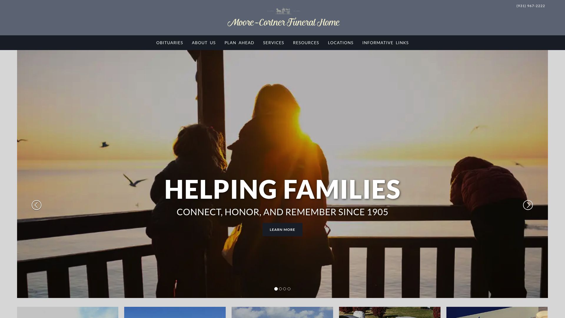 Moore-Cortner Funeral Home website homepage