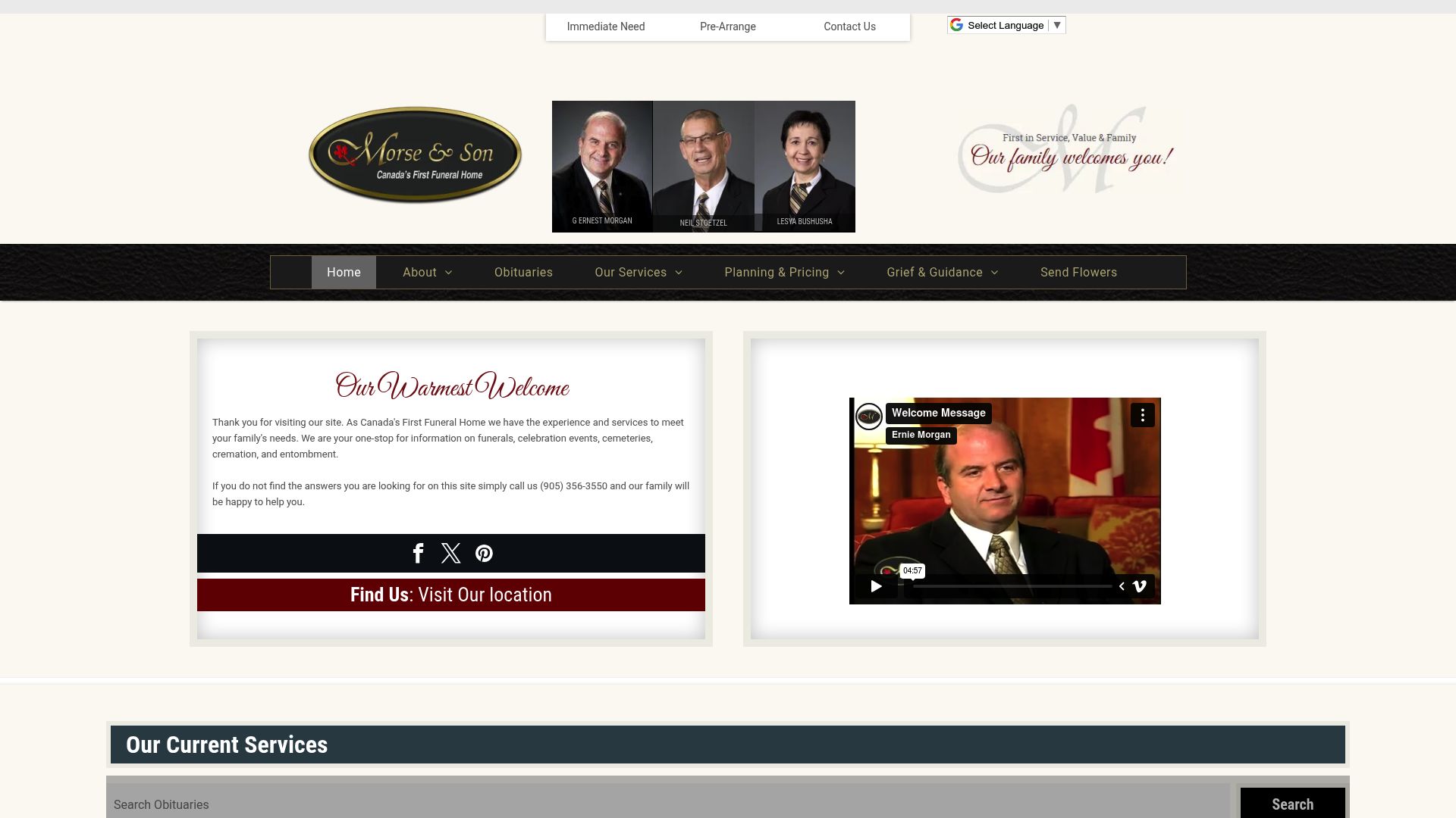 Morse and Son Funeral Home website
