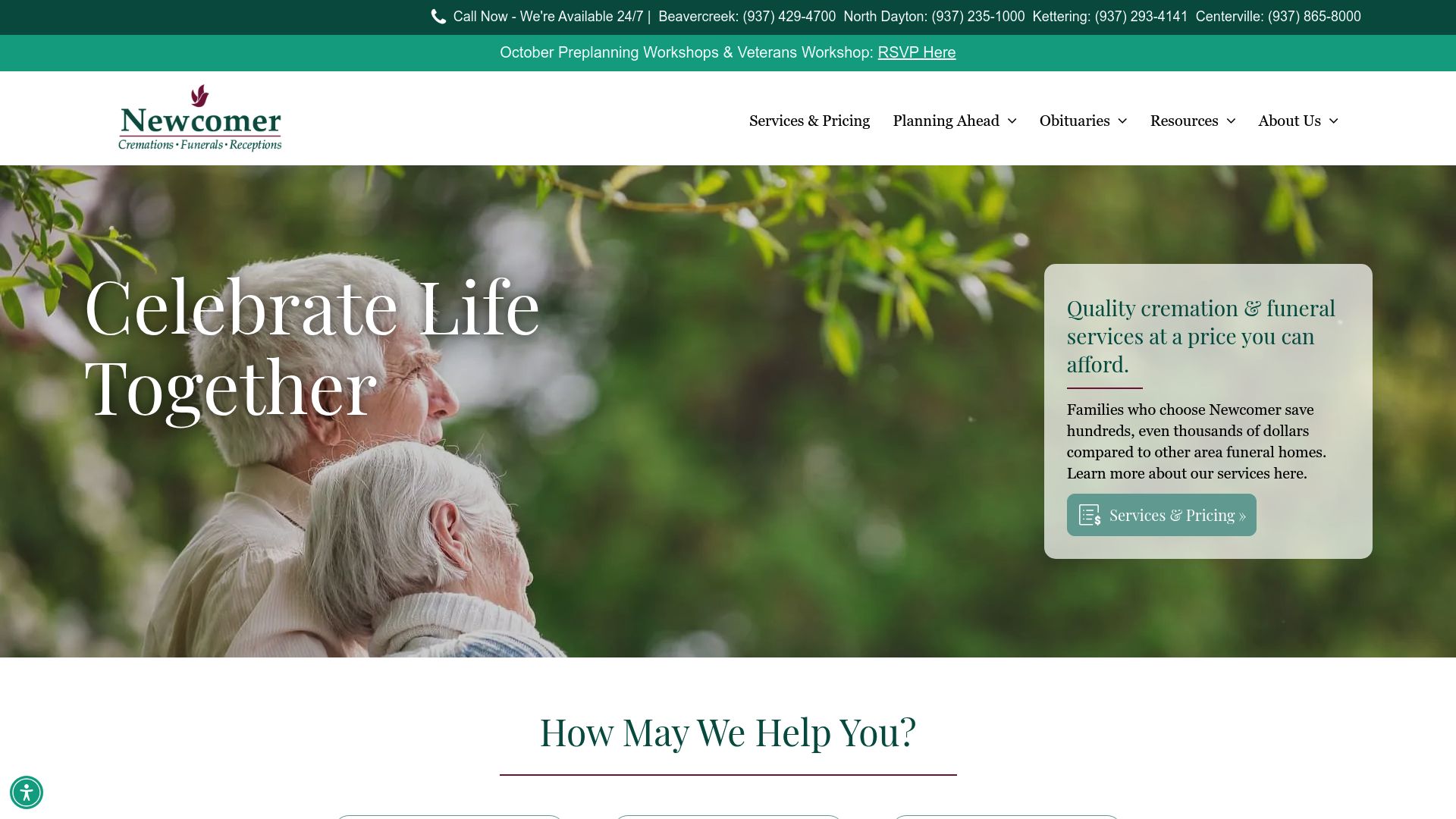 Newcomer Funeral Home Dayton website