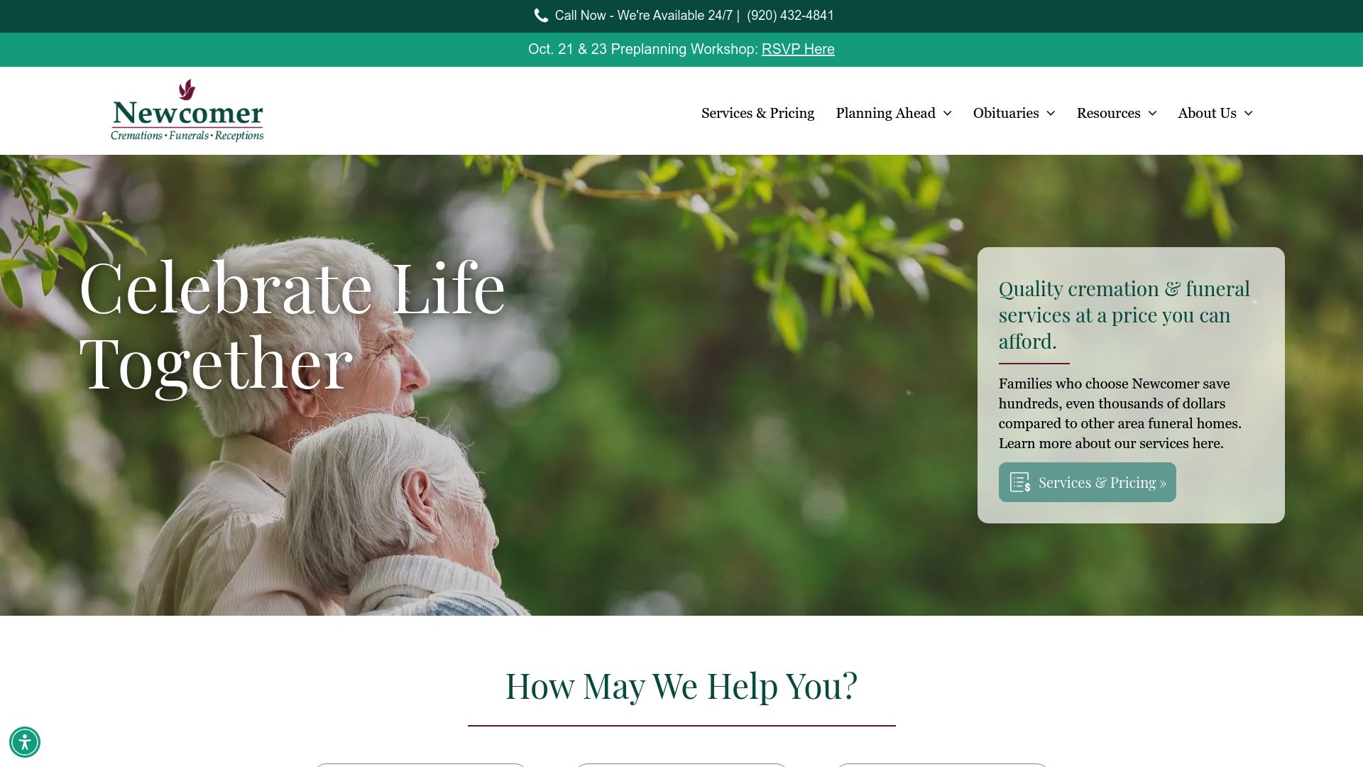 Newcomer Green Bay website screenshot