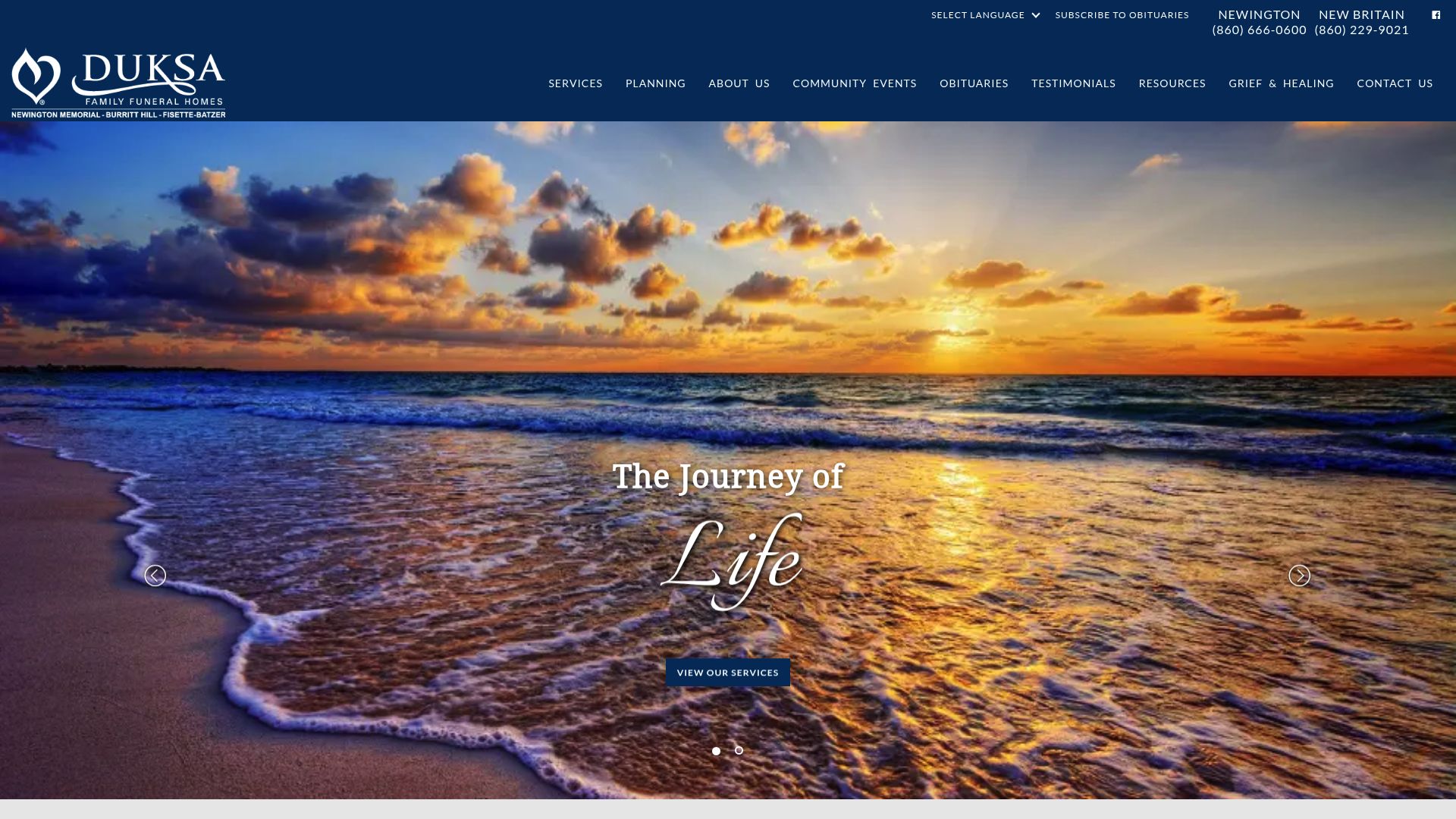 Duksa Family Funeral Homes website