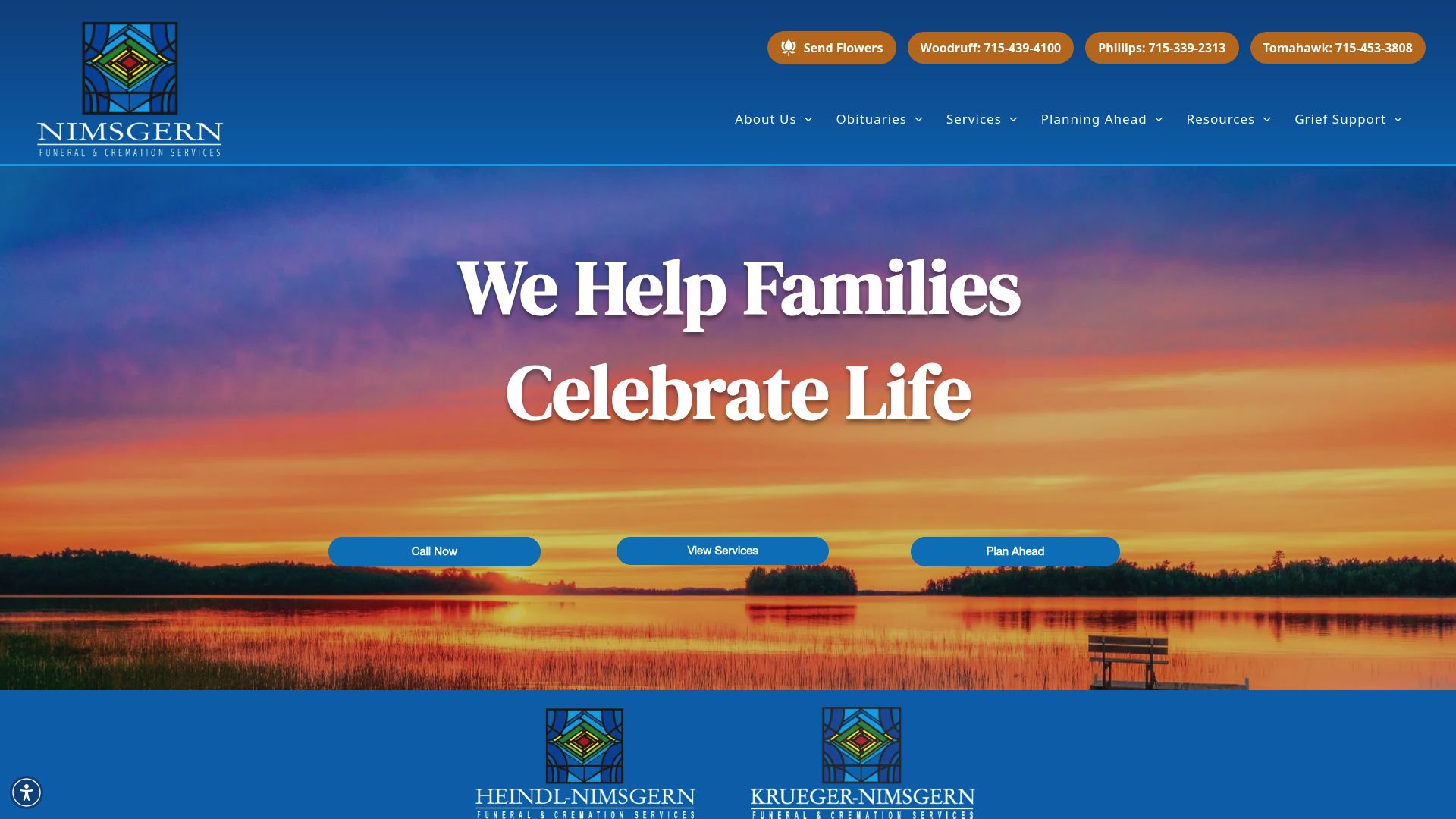 Nimsgern Funeral Home website homepage
