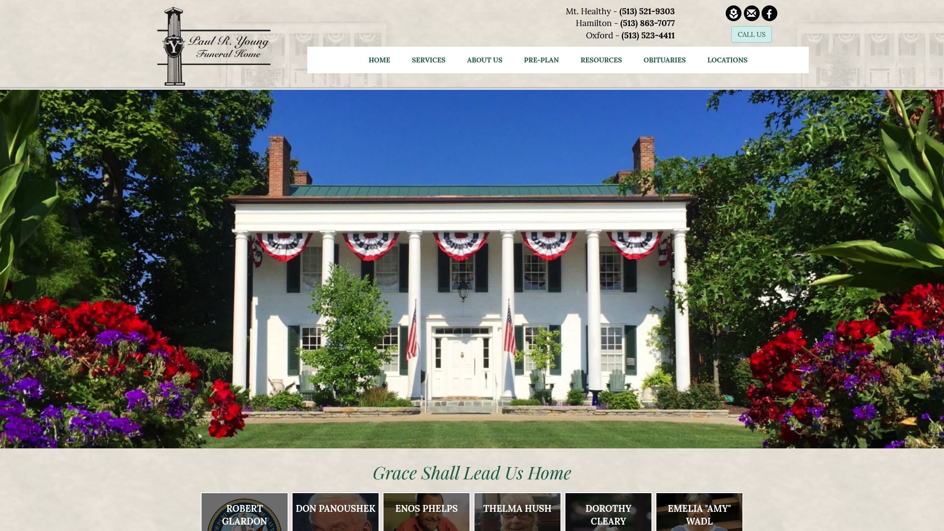Paul R. Young Funeral Home website homepage