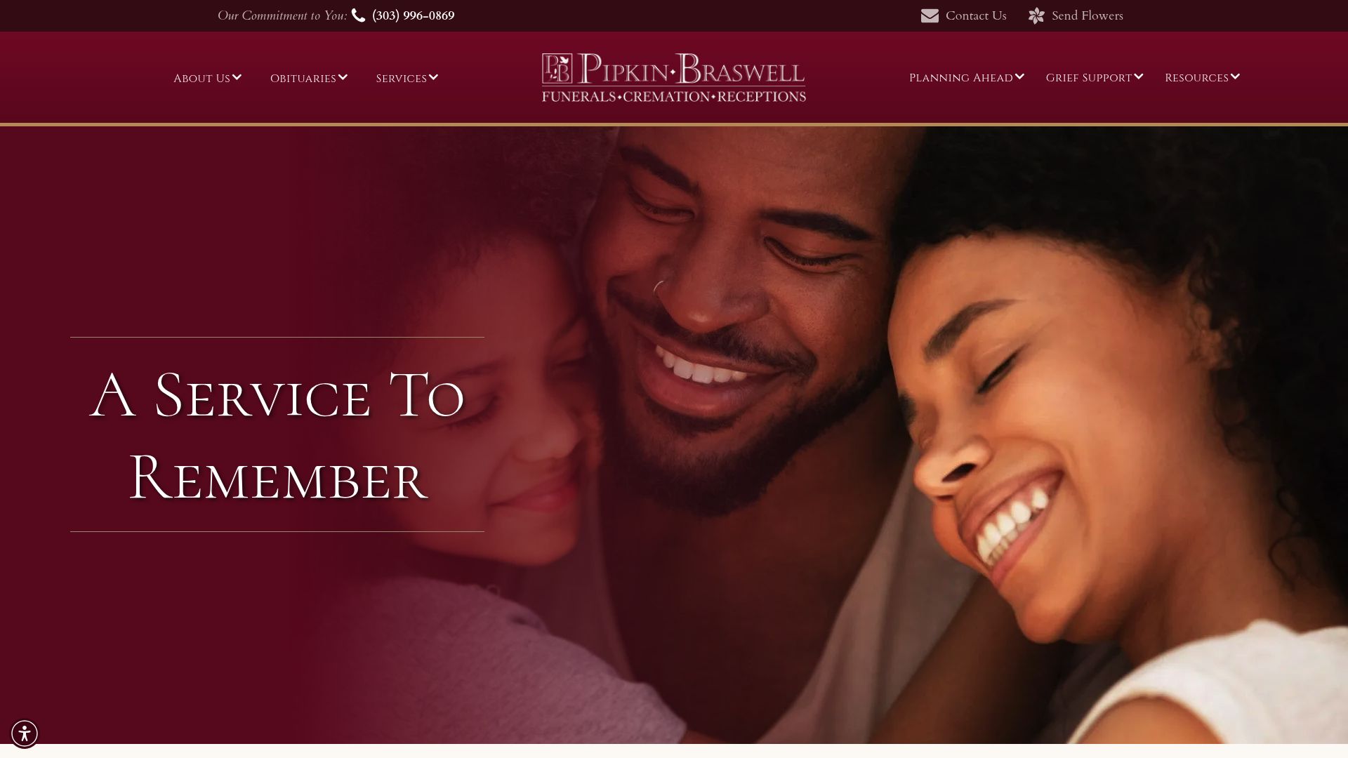 Pipkin-Braswell Funeral Home website homepage