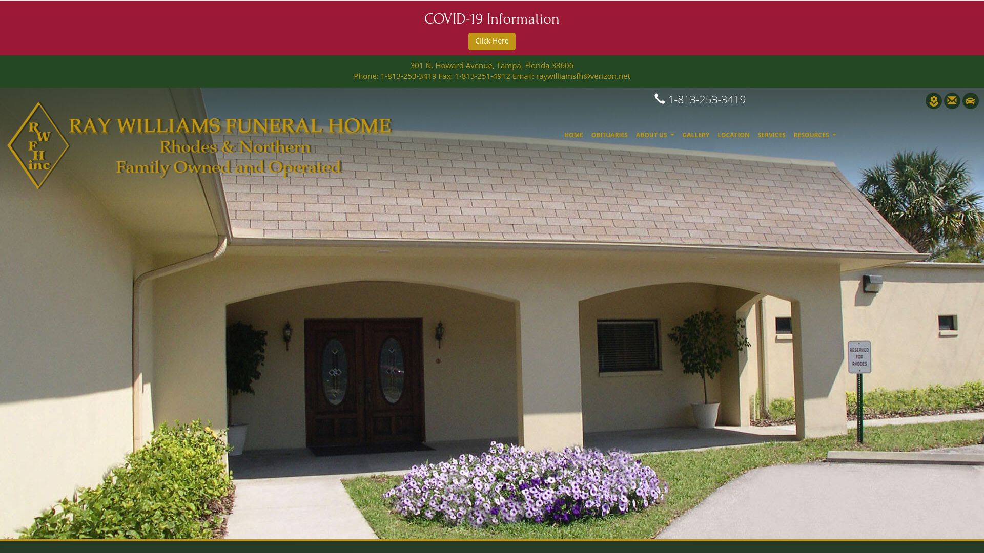 Ray Williams Funeral Home website homepage