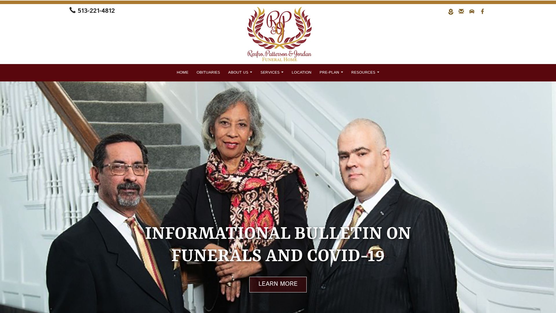 Renfro Funeral Service website homepage