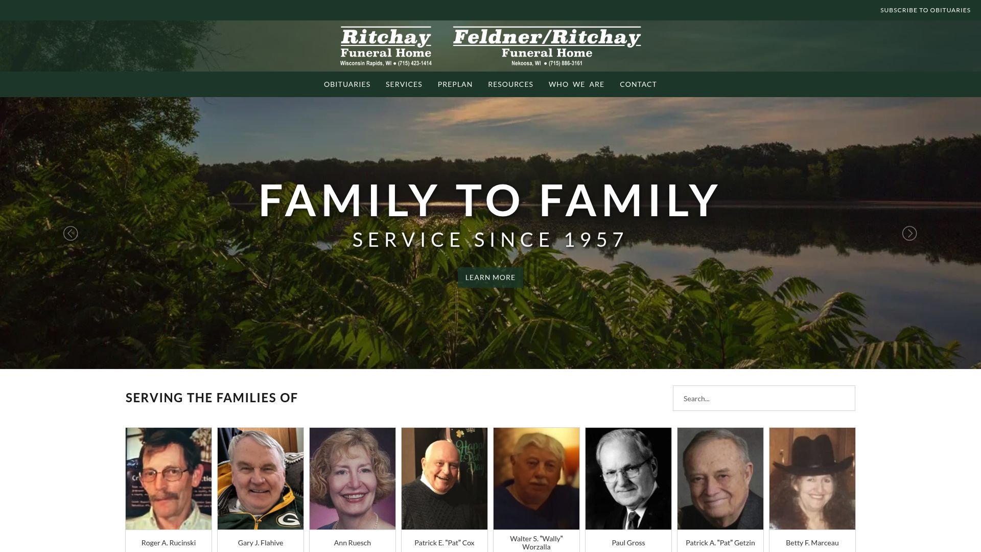 Ritchay Funeral Home website homepage