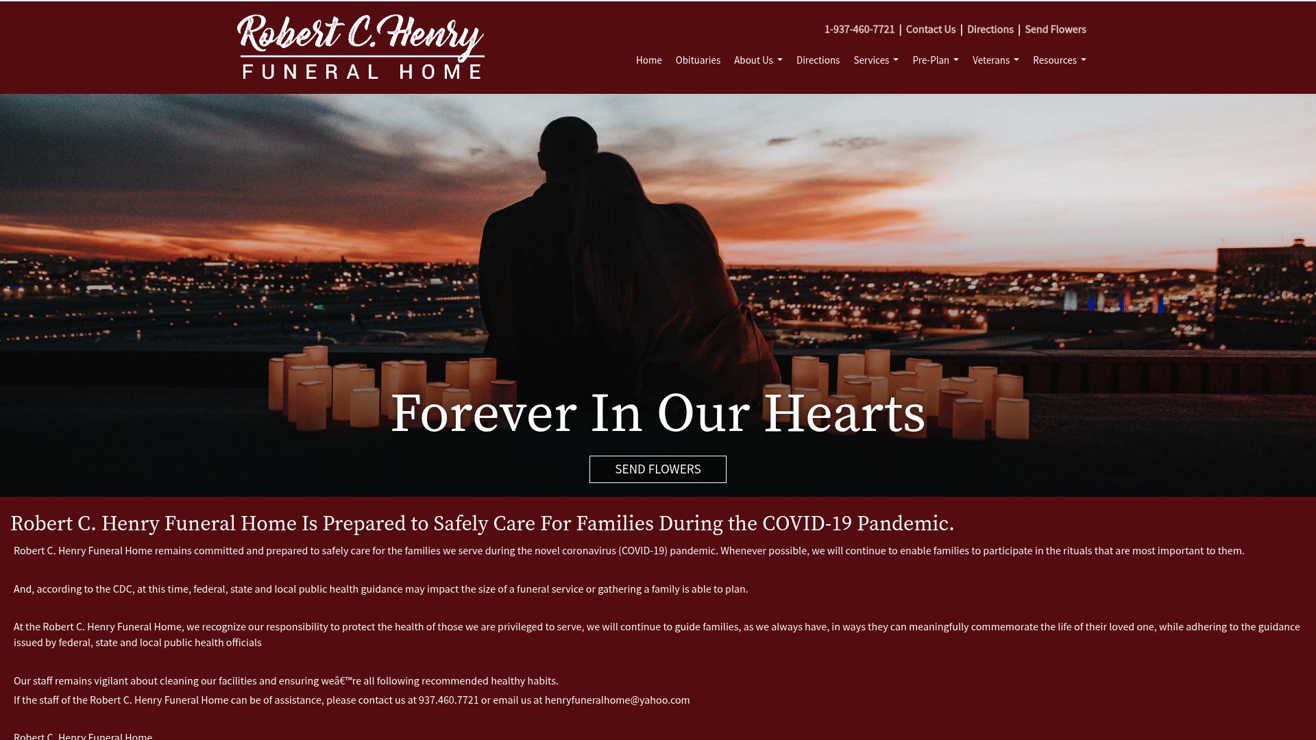 Robert C. Henry Funeral Home website homepage