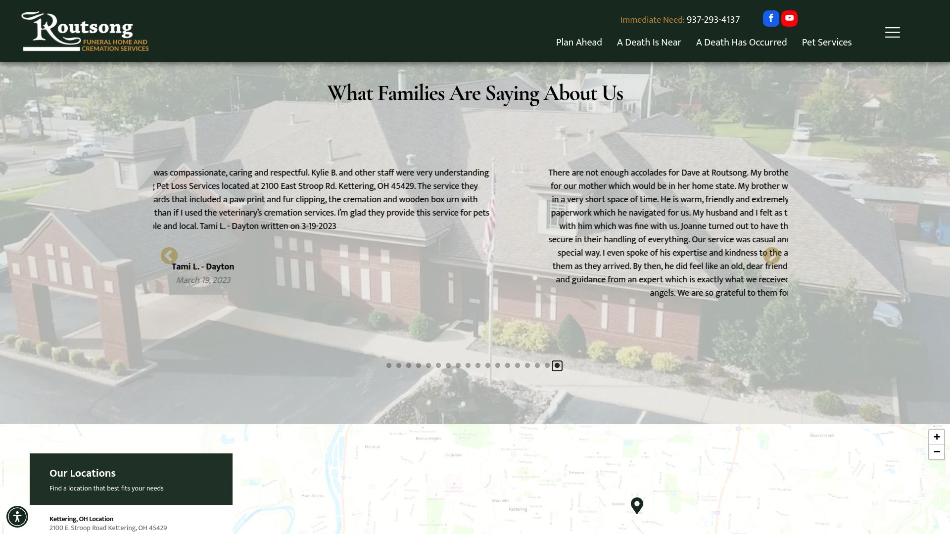 Routsong Funeral Home website homepage