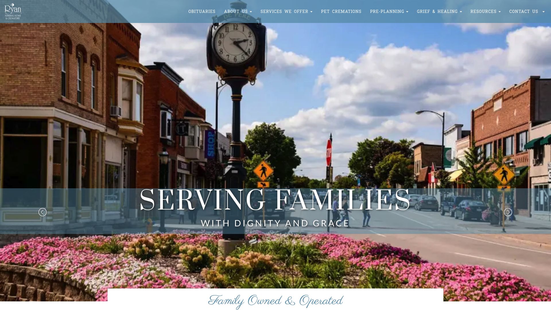 Ryan Funeral Home website screenshot