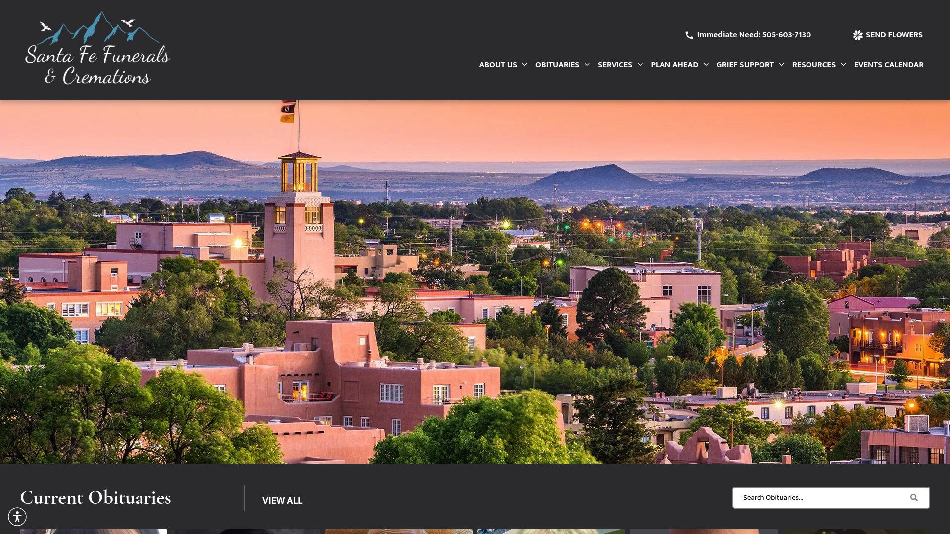 Santa Fe Funerals NM website homepage