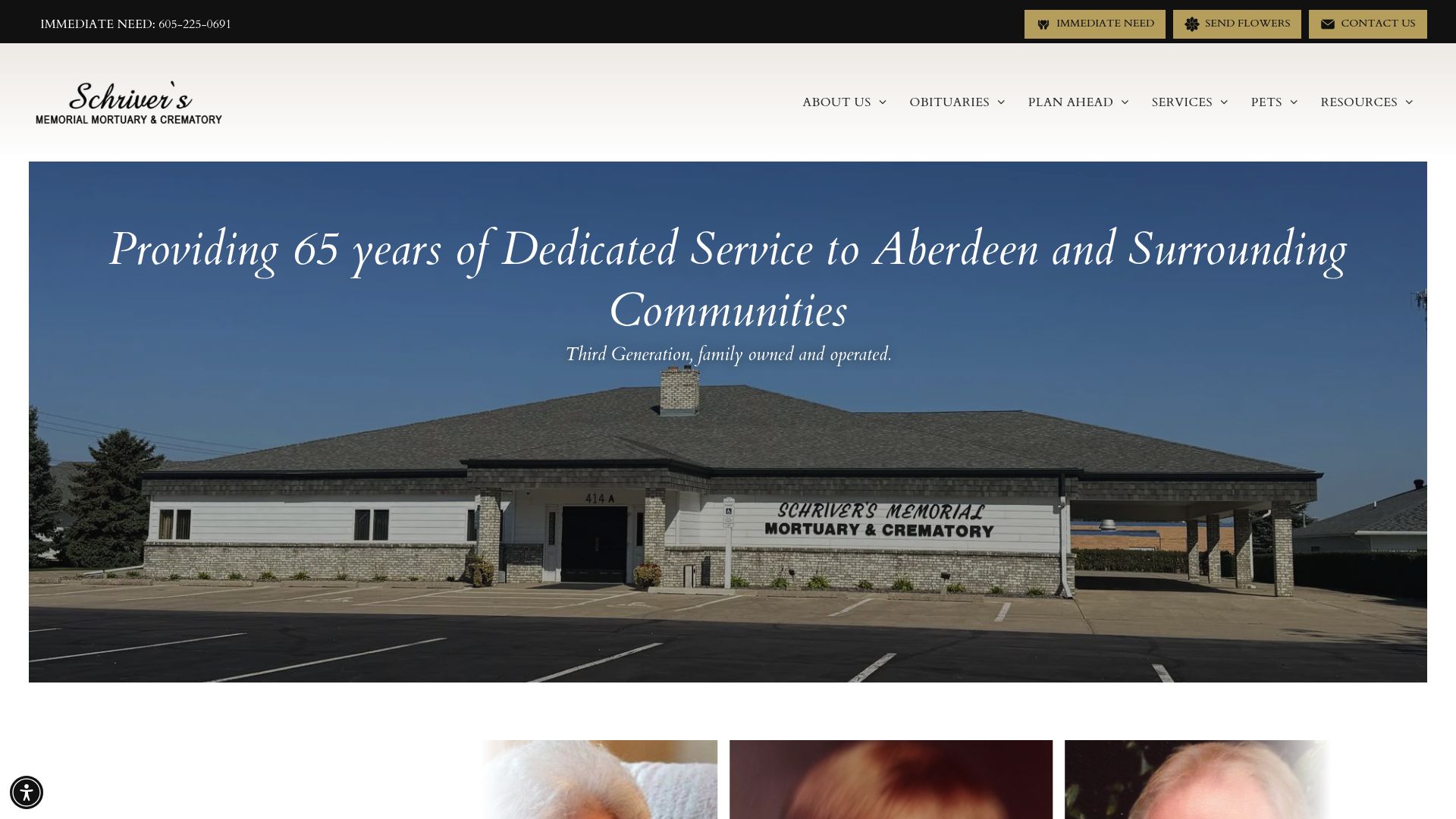 Schriver's Memorial website homepage