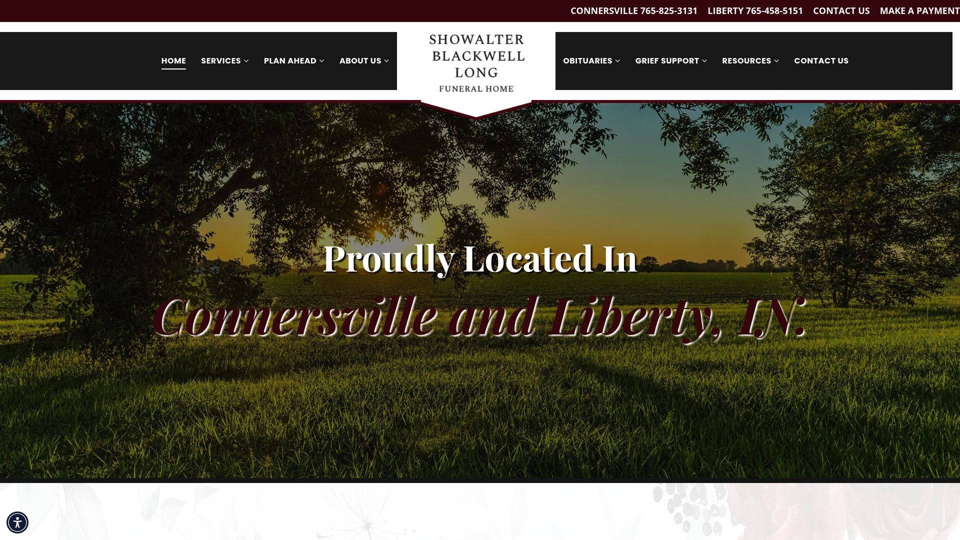 Showalter Blackwell Long Funeral Home website screenshot