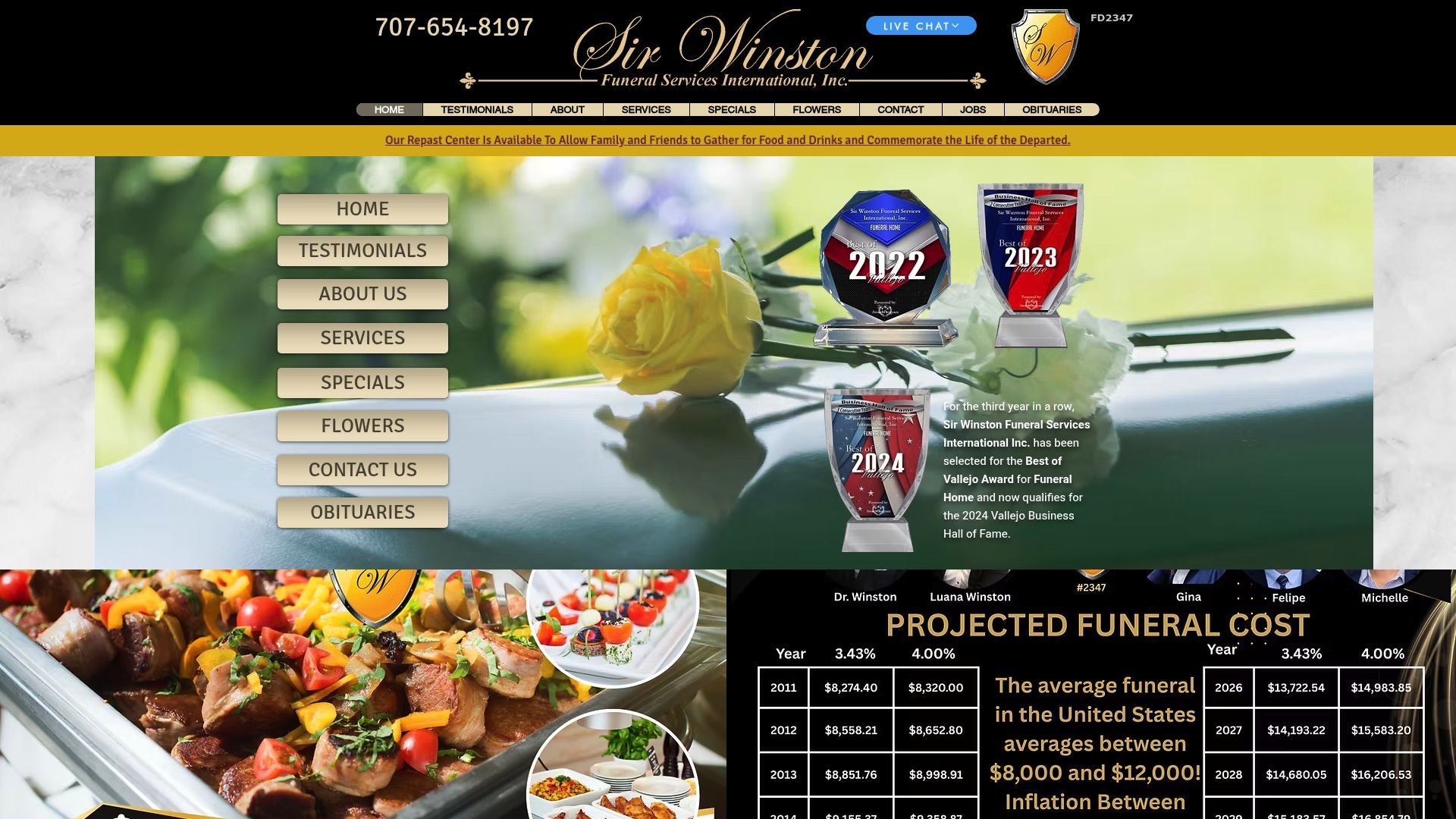 Screenshot of sirwinstonfuneral.com