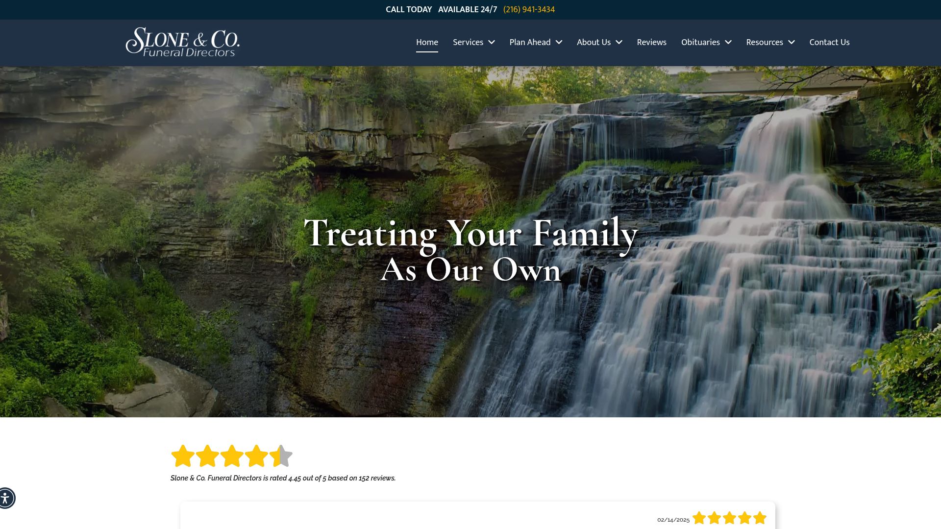 Slone & Co. Funeral Directors website homepage