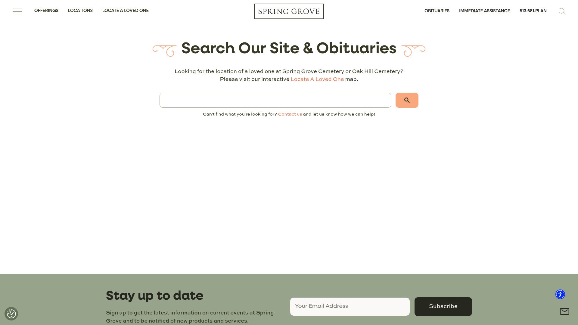 Spring Grove Cemetery official search interface