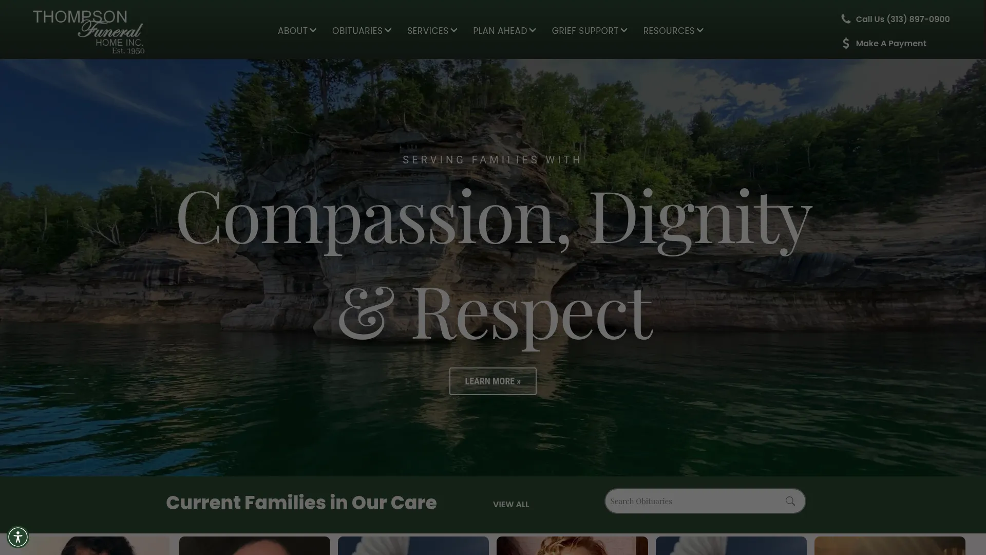 Thompson Funeral Home Detroit website homepage