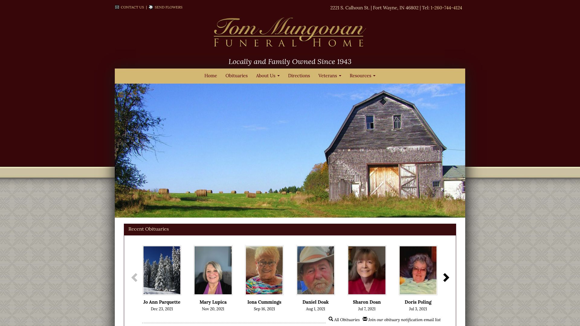 Tom Mungovan Funeral Home website