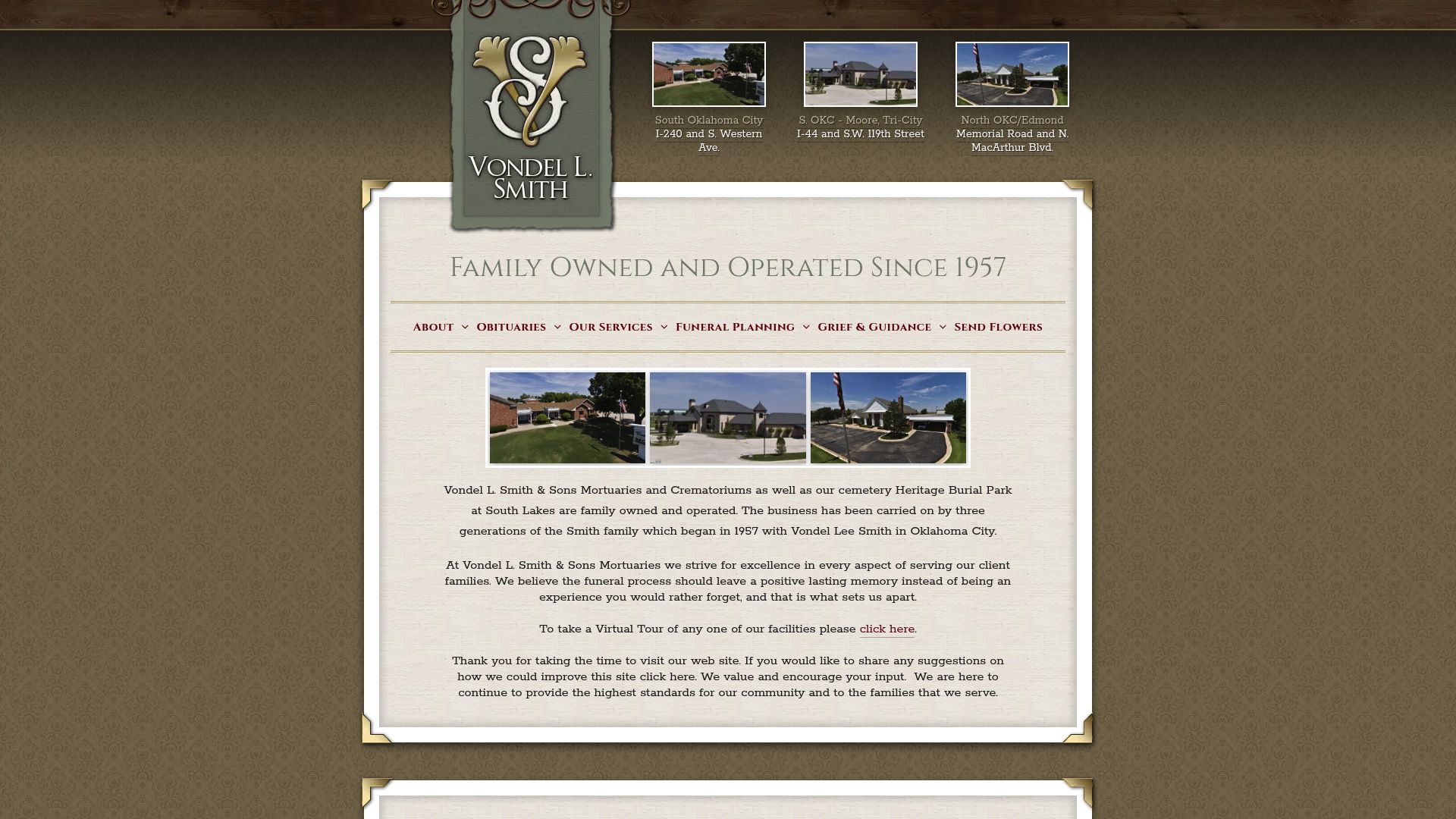 Vondel Smith Mortuary website screenshot