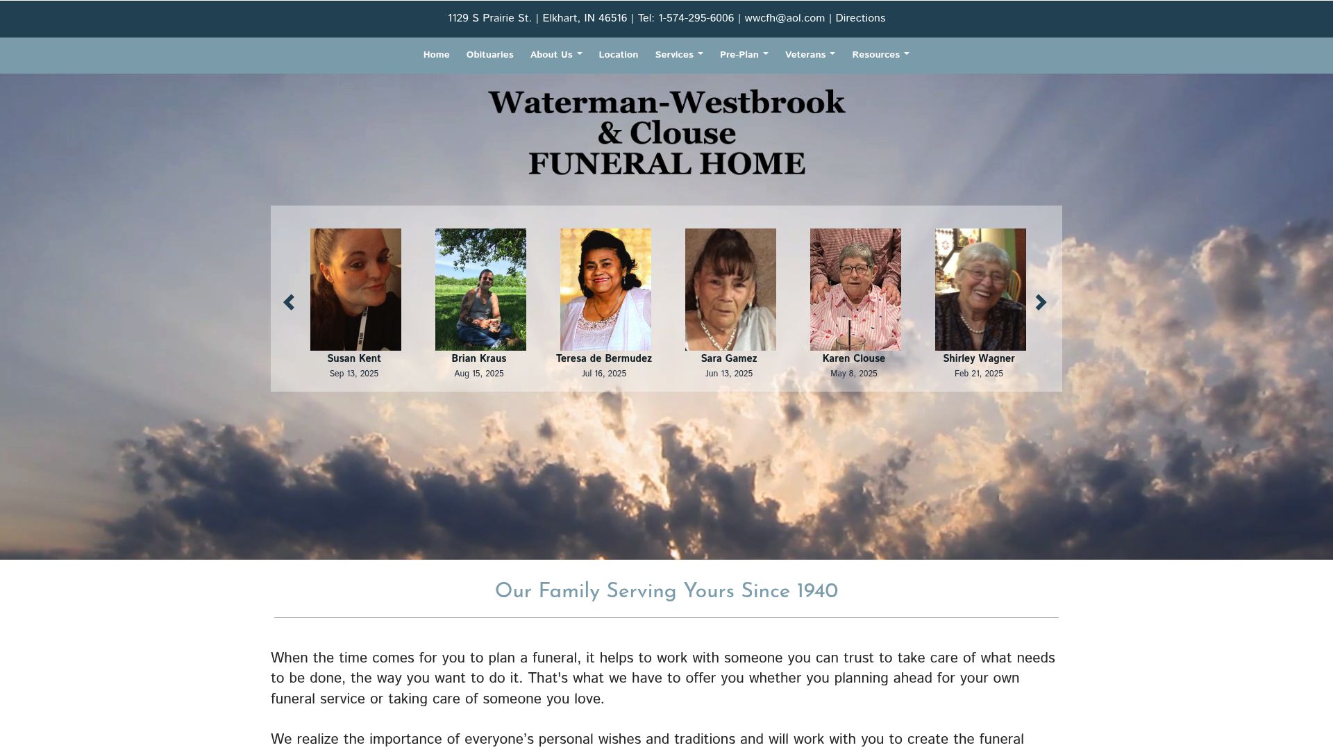 Waterman Funeral Home website