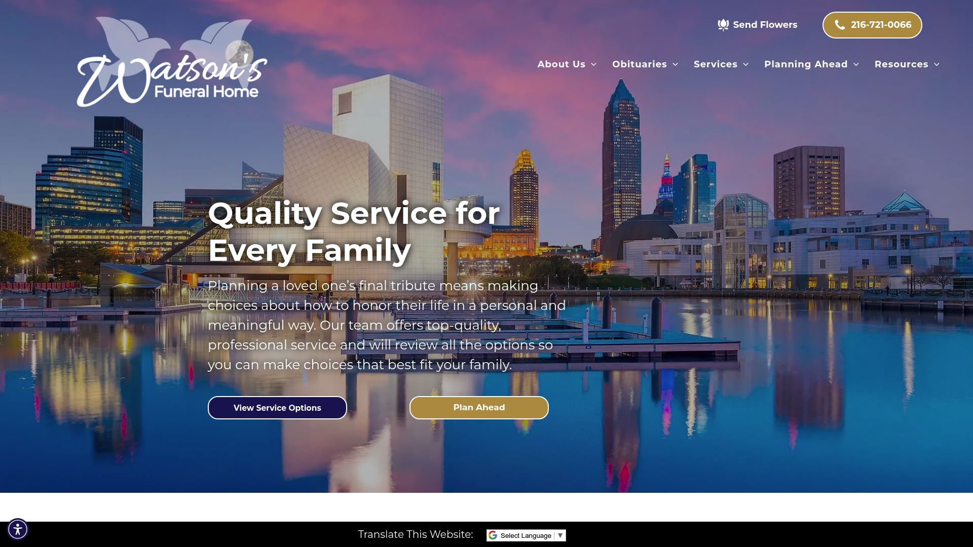 Watson's Funeral Home website homepage