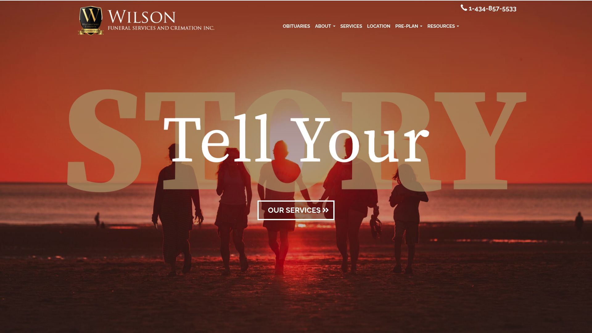 Wilson Funeral Service Company website homepage