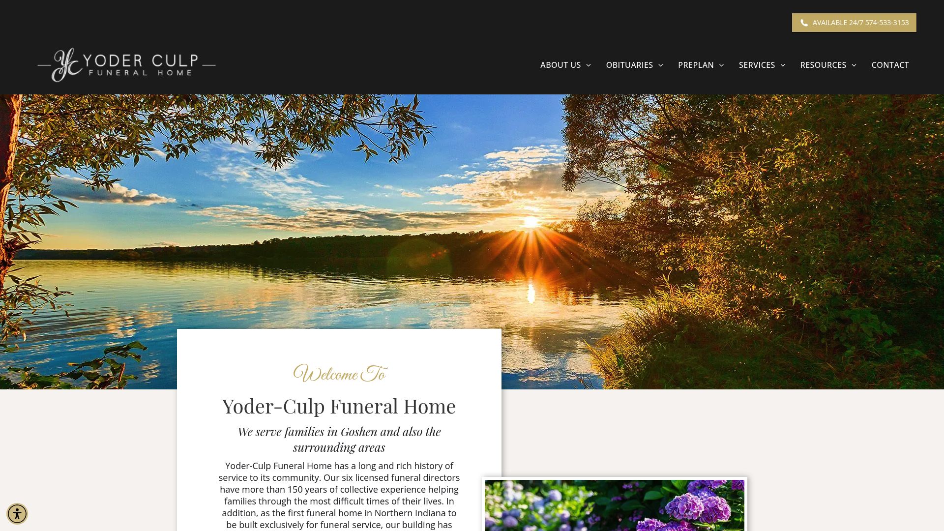 Yoder-Culp Funeral Home website homepage