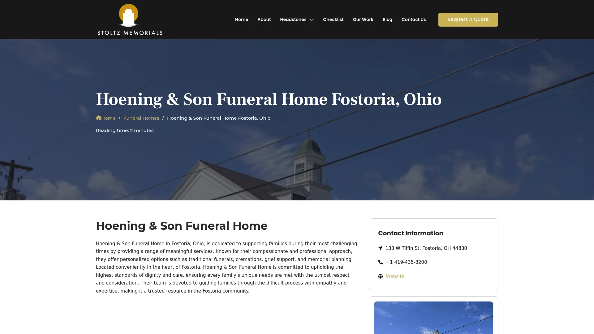Hoening & Son Funeral Home website