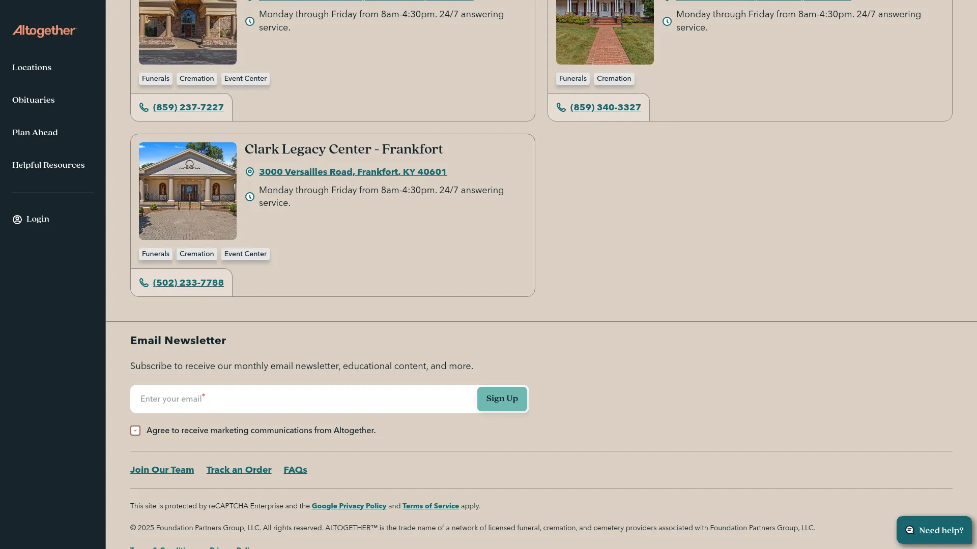 Clark Legacy Centers website homepage
