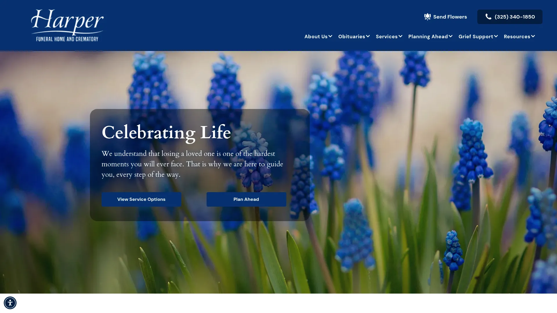 Harper Funeral Home website screenshot