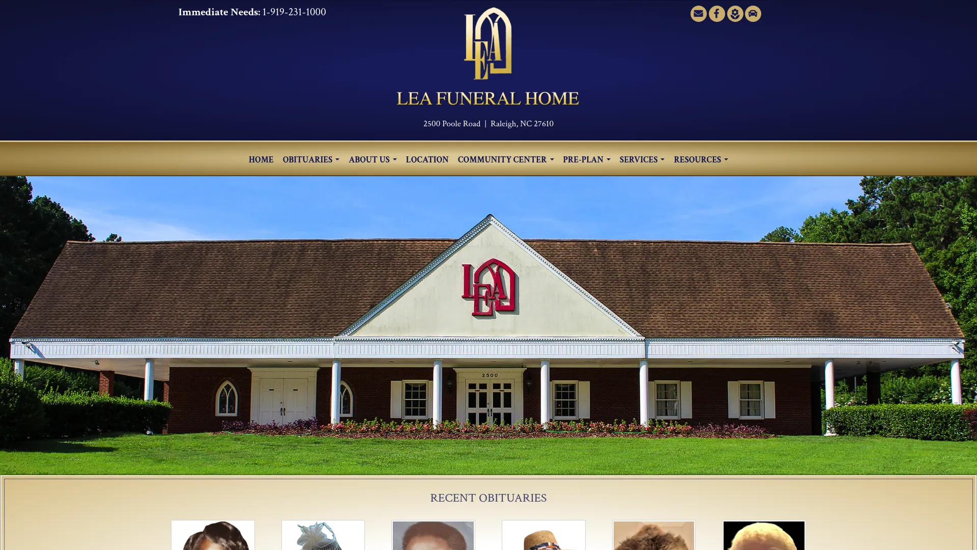 Lea Funeral Home website homepage