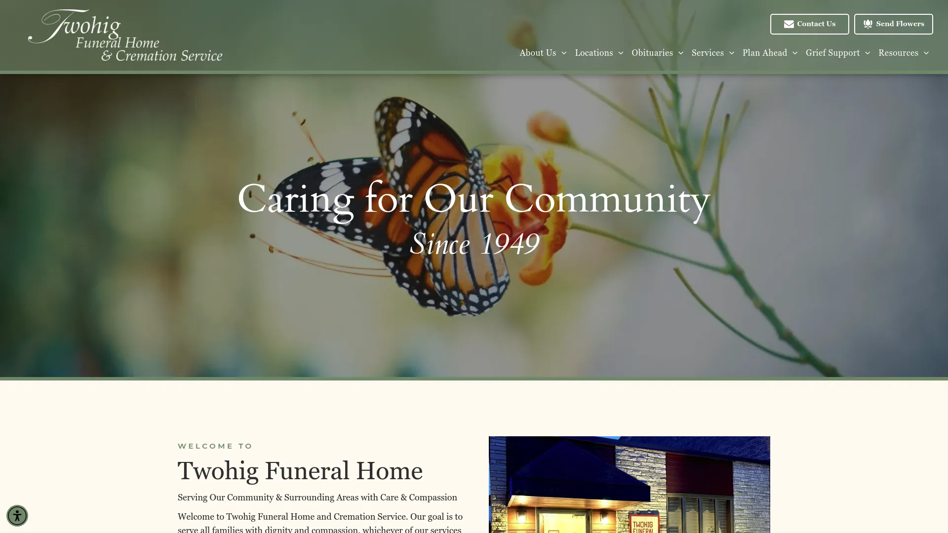 Twohig Funeral Home website homepage